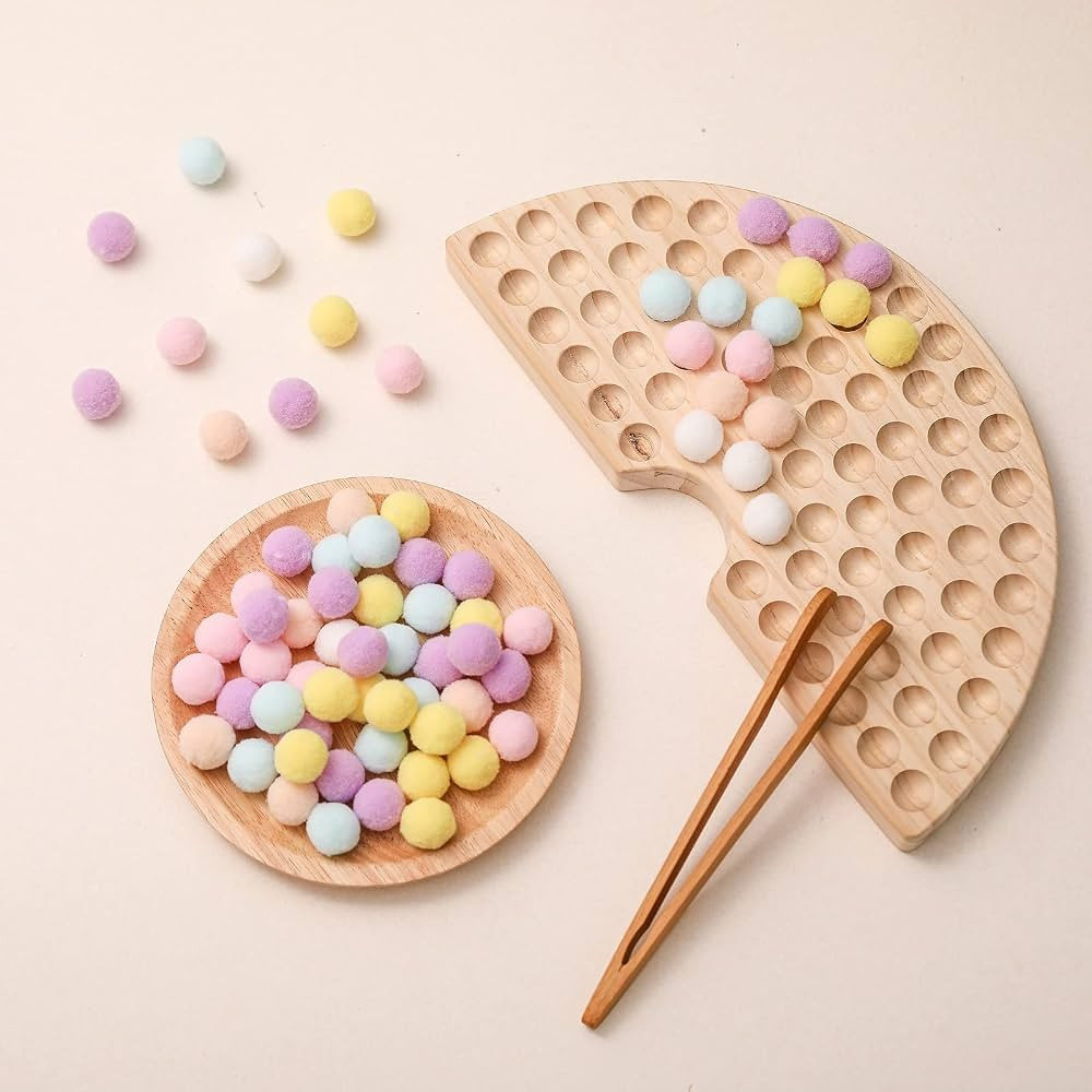 ibwaae Wooden Peg Board Beads Game Color Sorting Toys Counting Matching Game Bead Counting Fine M... | Amazon (US)