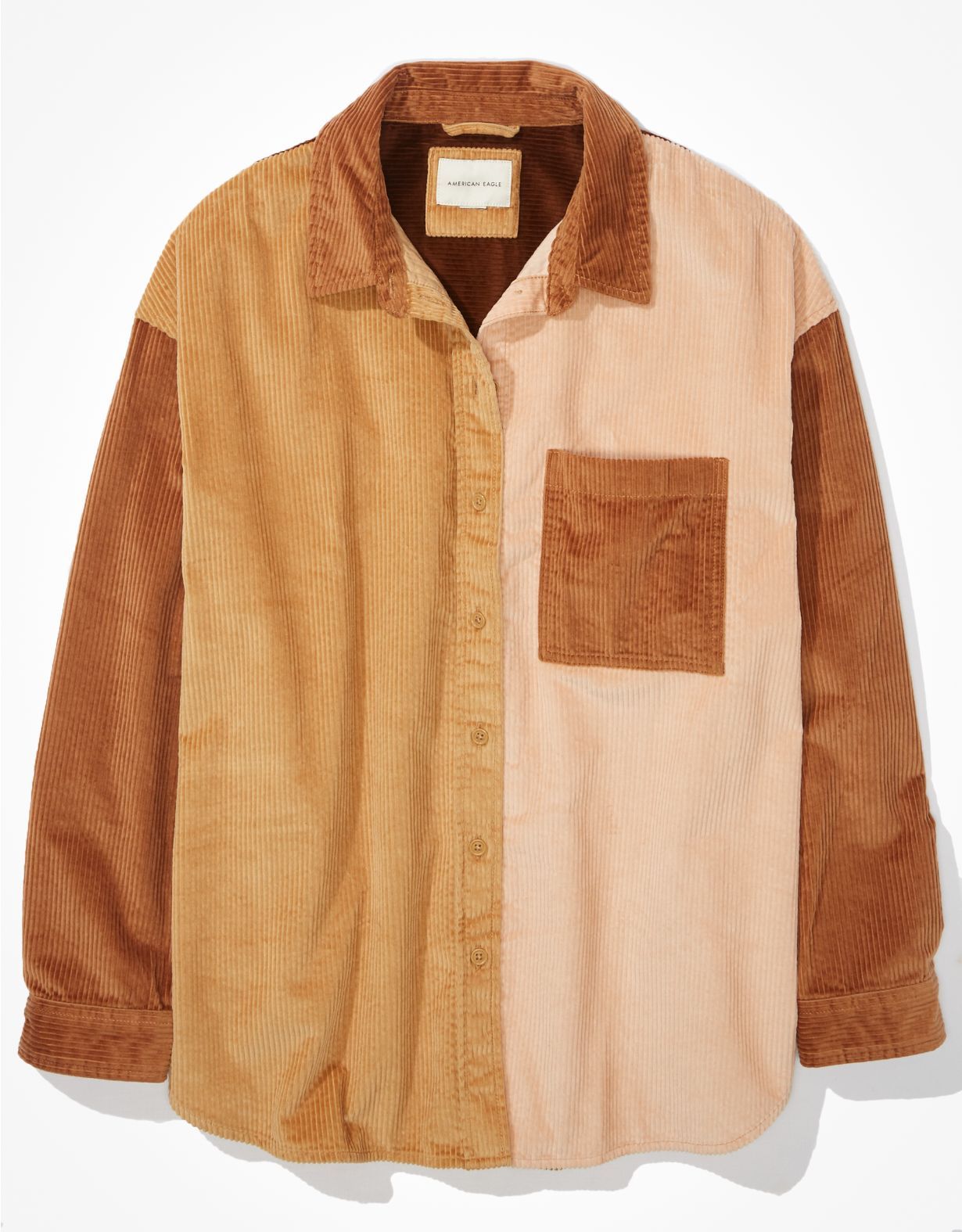 AE Long-Sleeve Oversized Corduroy Shirt | American Eagle Outfitters (US & CA)