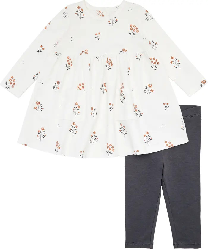 Floral Organic Cotton Dress & Solid Leggings Set | Nordstrom