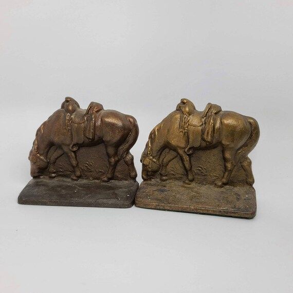 C1920 Antique Bronze Horse Bookends - Etsy | Etsy (US)