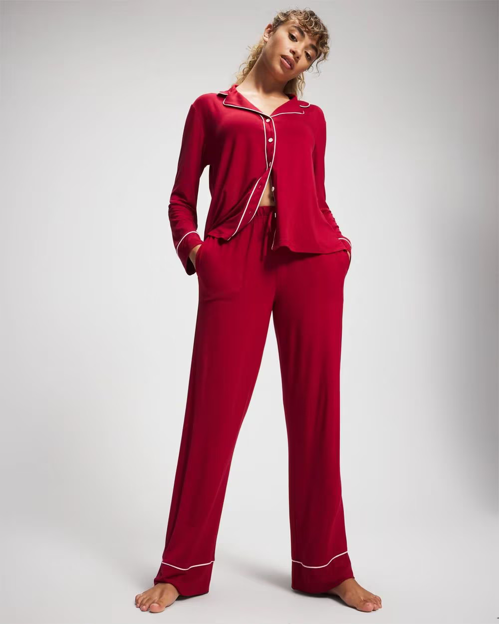 Pajama Pant w/ Cuff and Piping | Soma | SOMA