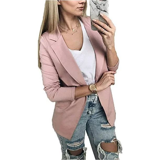 EYIIYE Women Slim Fit Blazer Jacket Suit Ladies Long Sleeve Cardigan Coat S-XL | Walmart (US)