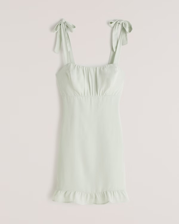Faux Silk Tie-Strap Mini Dress | Abercrombie & Fitch (US)