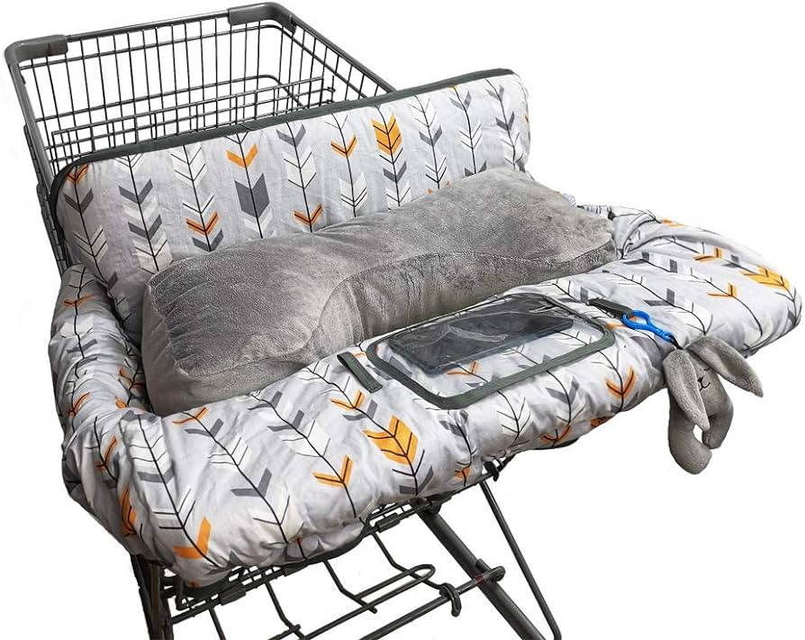 Shopping Cart Cover for Baby with Pillow- Minky Bolster Positioner and Cellphone Holder, High Cha... | Amazon (US)