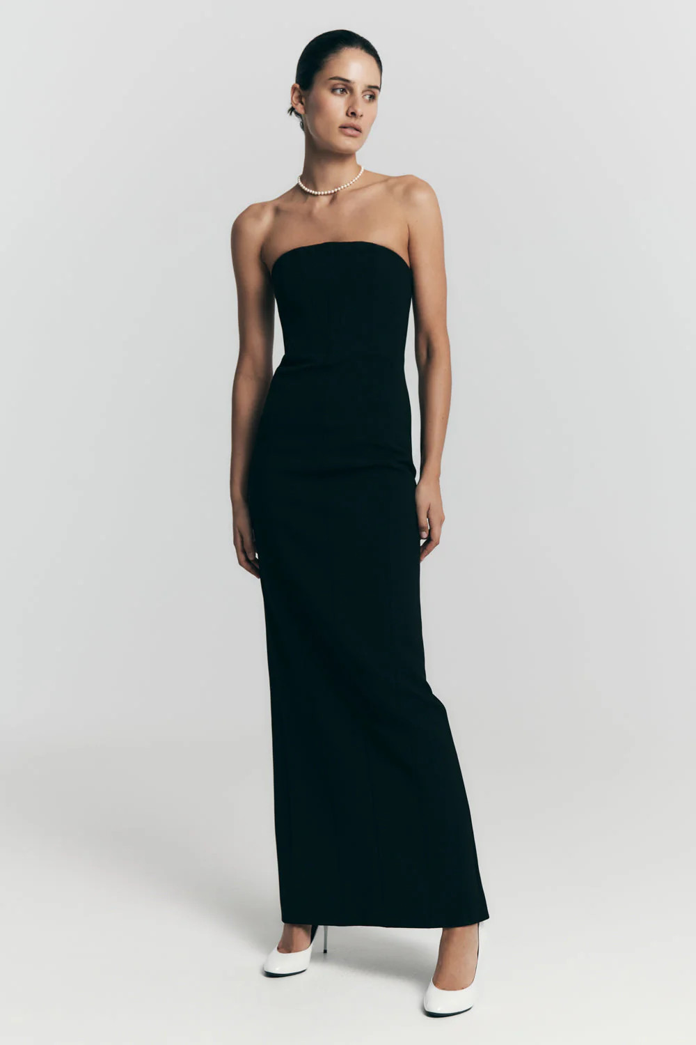 Kalila Strapless Crepe Maxi Dress - Black | MESHKI US