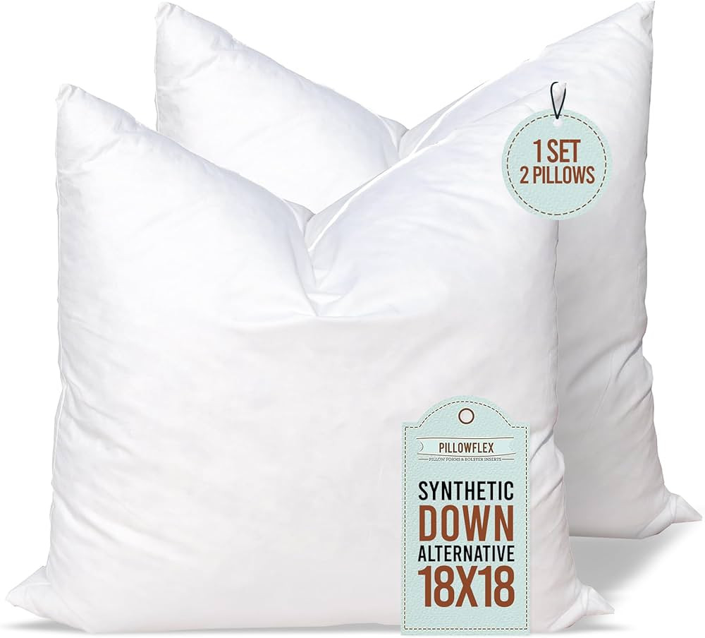 Pillowflex Synthetic Down Alternative Pillow Inserts for Shams - Comfy Pillows for Sleeping, Perf... | Amazon (US)