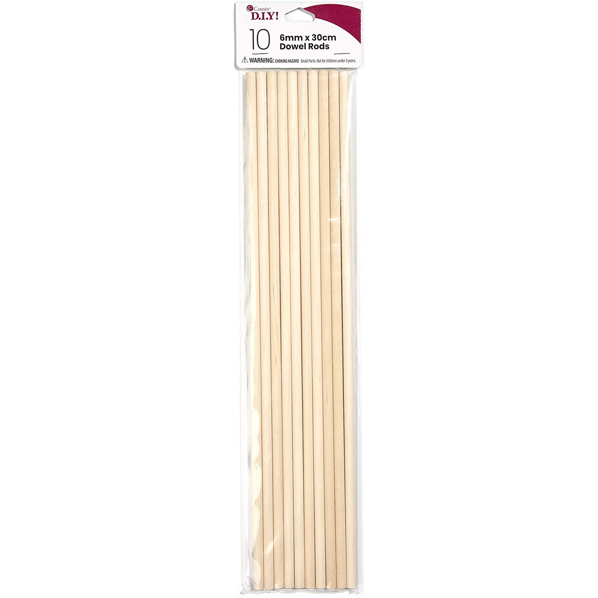 Cousin DIY Wooden Dowel Rod, 1/4 x 12 inch Length, Natural Finish, 10 Pack, Brown | Walmart (US)
