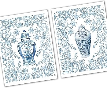 Gnosis Picture Archive Blue and White Ginger Jar Art Prints, Chinoiserie Floral Wall Decor, Unfra... | Amazon (US)