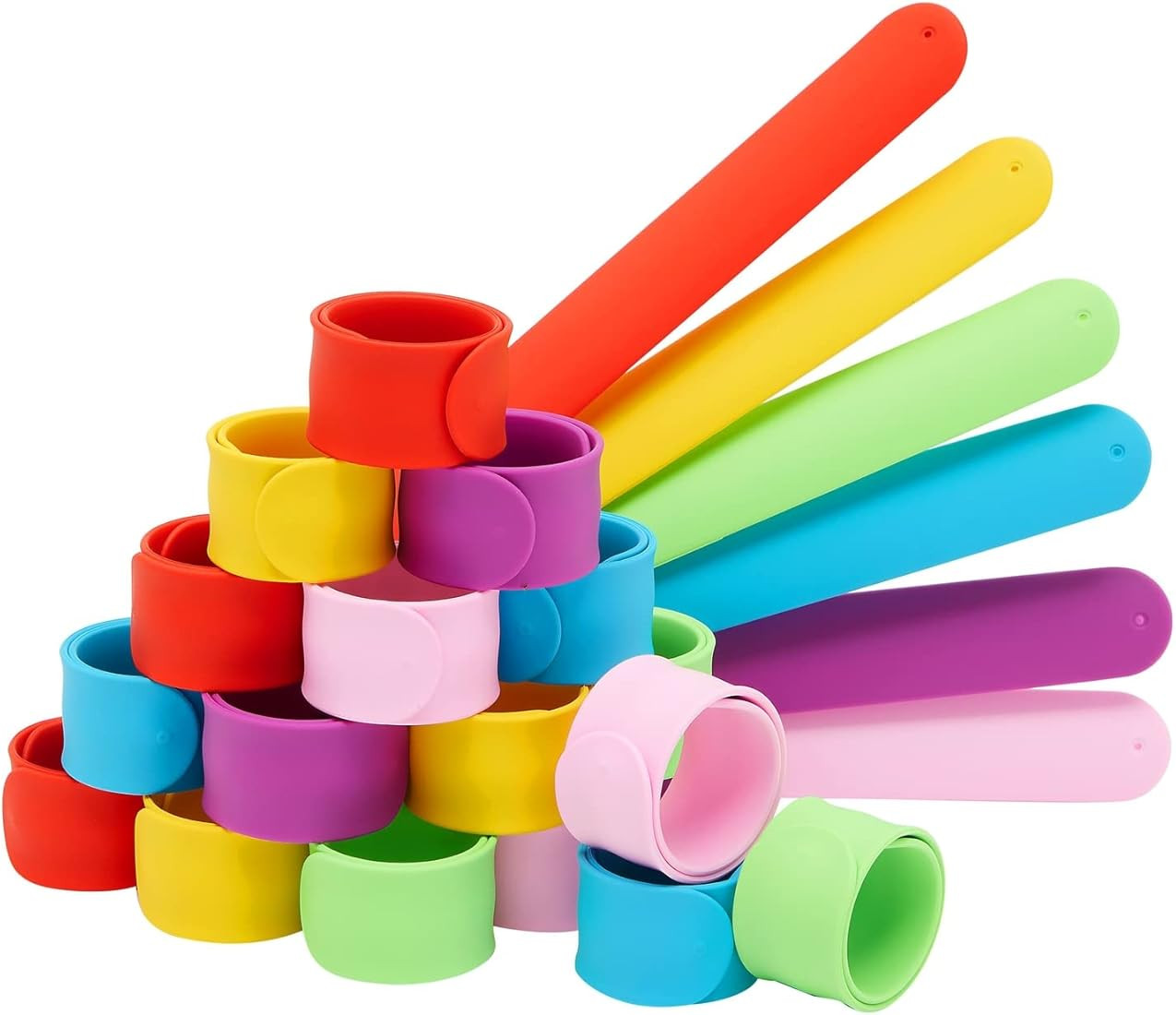 BLUE PANDA 24 Pack Silicone Slap Bracelets for Kids, Snap Bracelets for Girls and Boys, Birthday ... | Amazon (US)