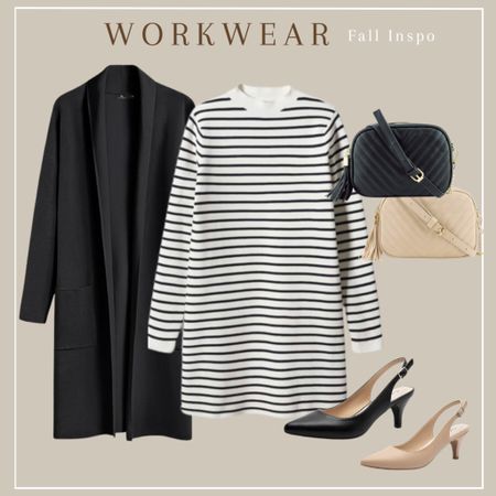Fall workwear outfit idea
Striped dress, black coatigan, quilted bag, nude sling back, black sling back

Fall outfit inspo


#LTKworkwear #LTKover40 #LTKunder100