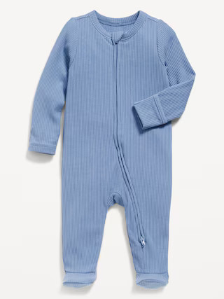 2-Way-Zip Sleep & Play Ribbed Footed One-Piece for Baby | Old Navy (US)