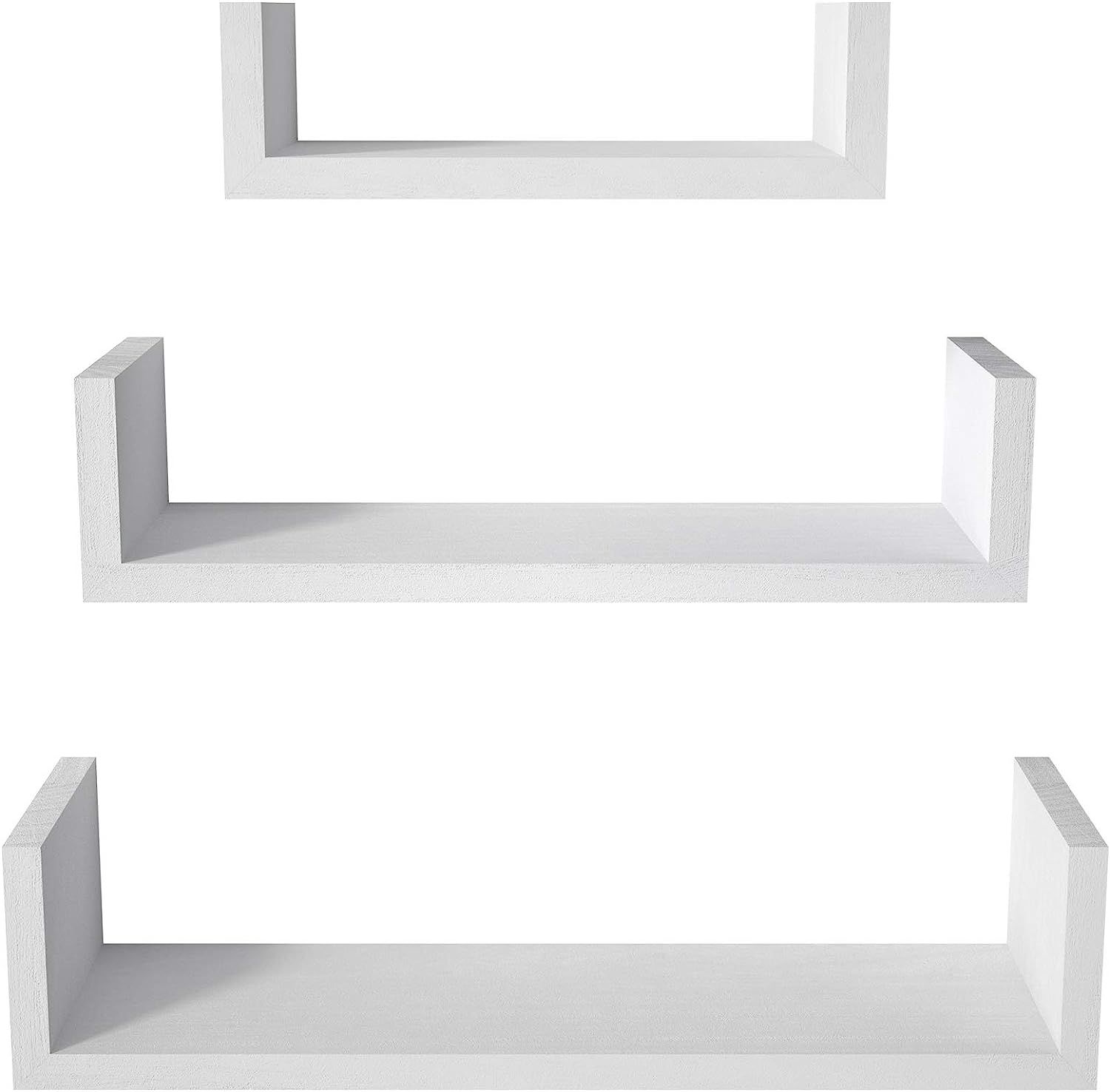 SRIWATANA Floating Shelves Wall Mounted, Solid Wood Wall Shelves, White | Amazon (US)