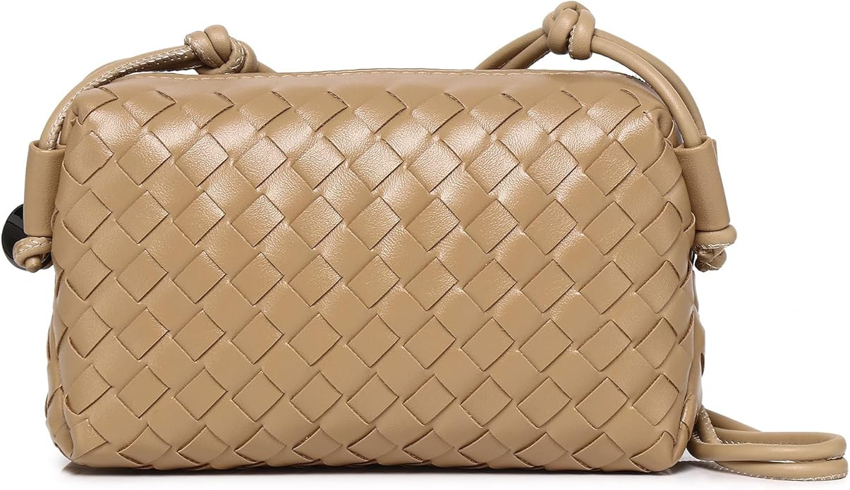 Woven Crossbody Bags For Women Vegan Leather Purse Shoulder Bag with Zipper Closure. | Amazon (US)