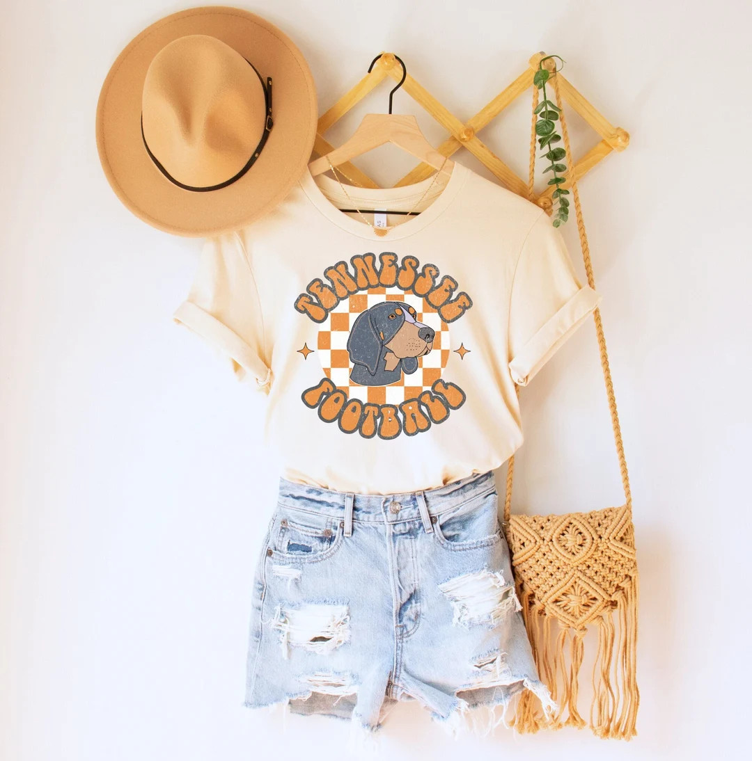 Tennessee Football Shirt, TN Game Day Tshirt, Orange and White Checkerboard, Vintage TN Shirt, Re... | Etsy (US)