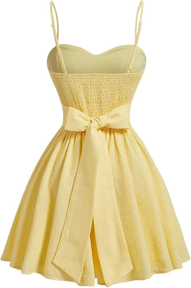 Floerns Women's Elegant Sleeveless Corset A Line Dress Tie Back Flared Cami Dress | Amazon (US)