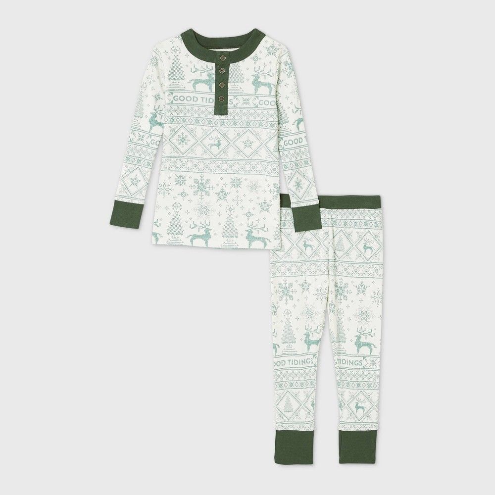 Toddler Holiday 'Good Tidings' 2pc Pajama Set Green - Hearth & Hand with Magnolia 4T | Target