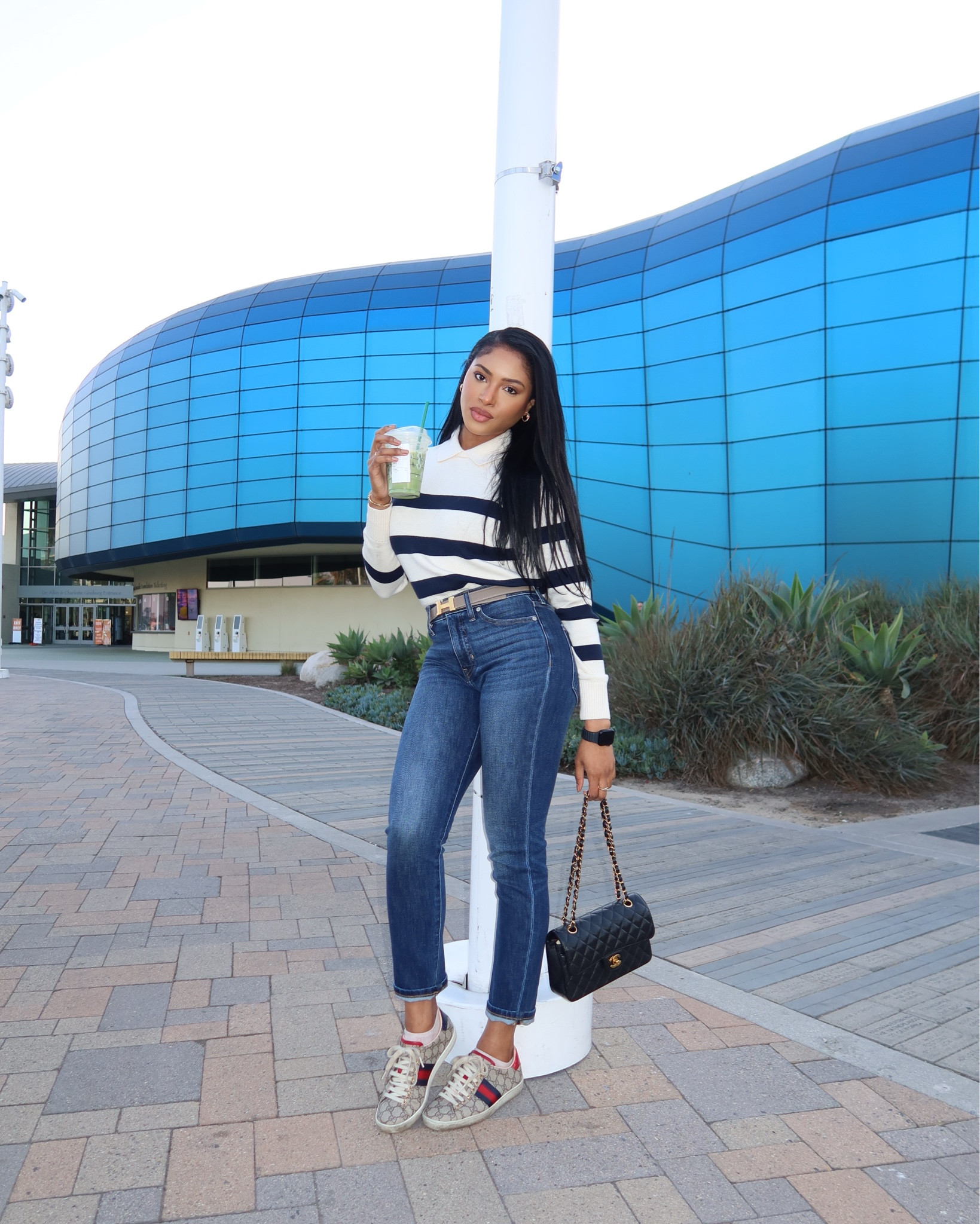 Effortlessly Chic Everyday Look 💙☕️
Channeling casual cool vibes in this classic striped knit sweater paired with high-rise straight leg denim. Styled it with my go-to Gucci sneakers for a touch of luxe streetwear and finished it off with a timeless Chanel flap bag for an elevated edge. This look is perfect for coffee runs, casual meetings, or weekend strolls. This versatile fit blends comfort and luxury seamlessly

#LTKStyleTip
