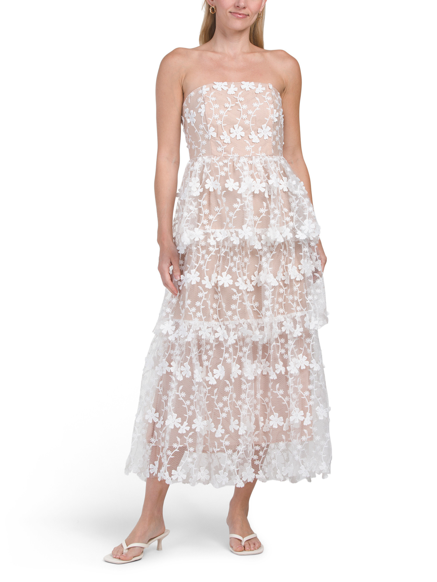 Strapless Crochet Layered Midi Dress | TJ Maxx