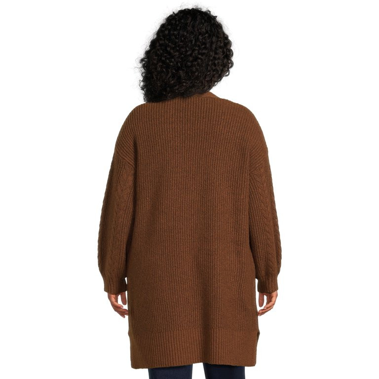 Terra & Sky Women's Plus Size Cable Duster Cardigan Sweater, Midweight | Walmart (US)