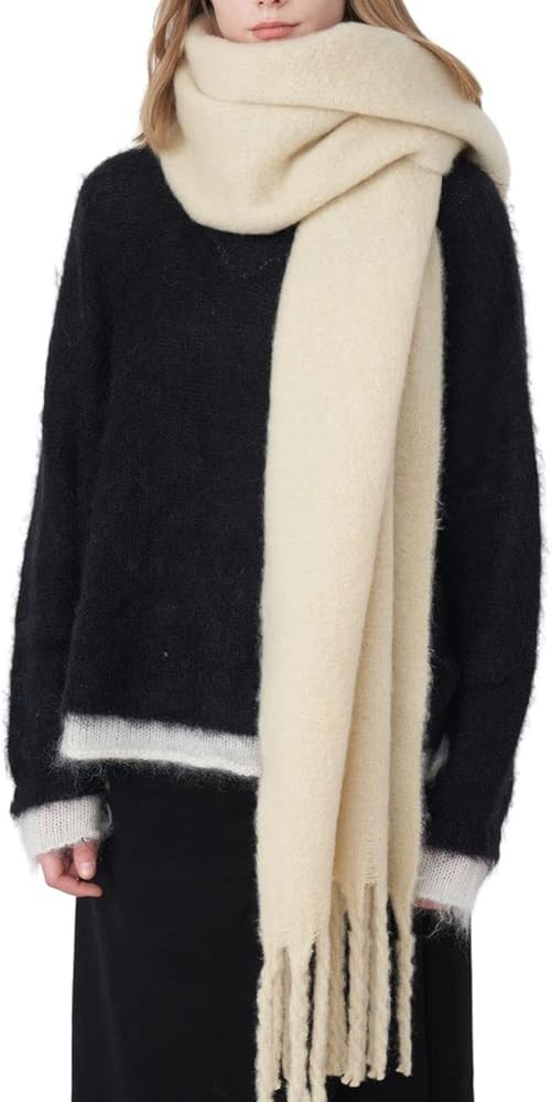 SUNDSGT Big Scarf Coloured Checked Oversized Scarf Tassel Soft Fall Winter Thick Scarf Warm Shawl... | Amazon (US)