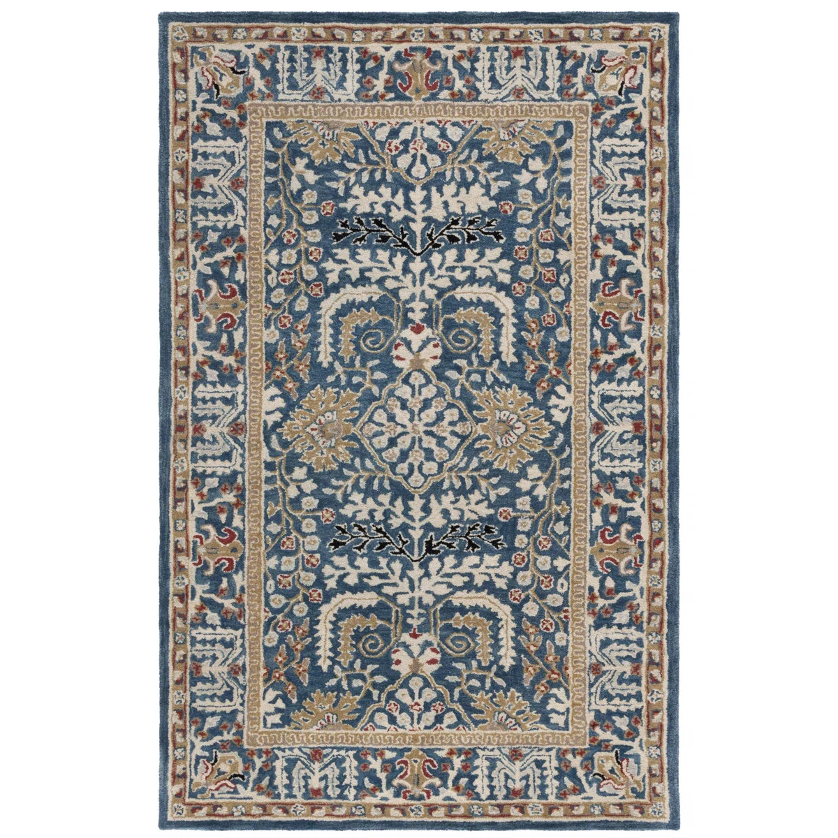 Armintha Oriental Wool Dark Blue Area Rug | Wayfair North America