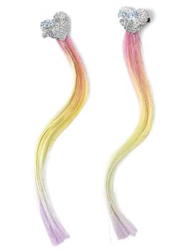 Girls Rainbow Sequin Heart Hair Extension Hair Clip 2-Pack | The Children's Place  - MULTI CLR | The Children's Place