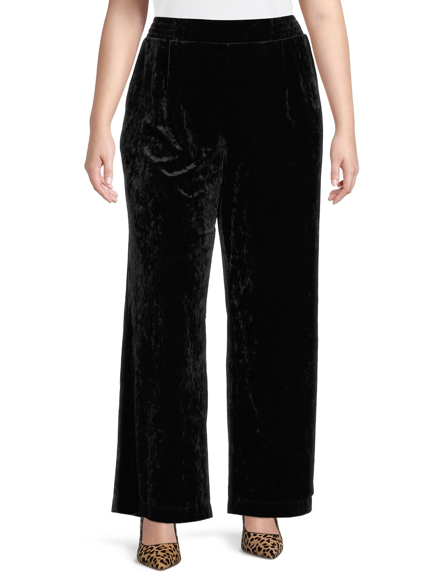 The Get Women's Plus Size Wide Leg Velvet Pants | Walmart (US)