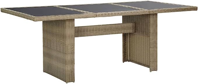 WIFESE Patio Outdoor Dining Table Glass and Poly Rattan 78.7"x39.4"x29.1" Table Scandinavian Dini... | Amazon (US)