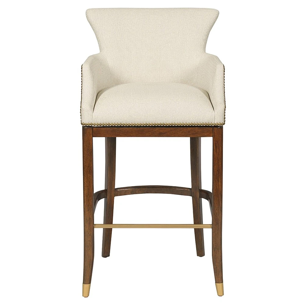 Pamono Modern Classic Vanilla Lisse Brown Wood Swivel Counter Stool | Kathy Kuo Home