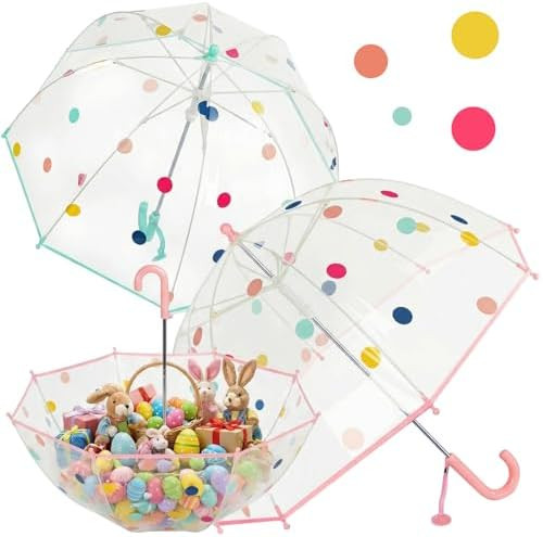 Fabbay 2 Pcs Umbrella Easter Basket Kids Clear Bubble Umbrellas Unicorn with Easy Grip Curved Han... | Amazon (US)