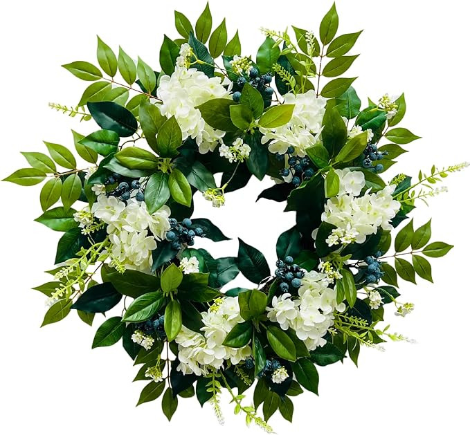 Svndlyn 22 Inch Lighted Hydrangea Wreath with Timer for All Season 20 Lights Steady & Flashing Mo... | Amazon (US)