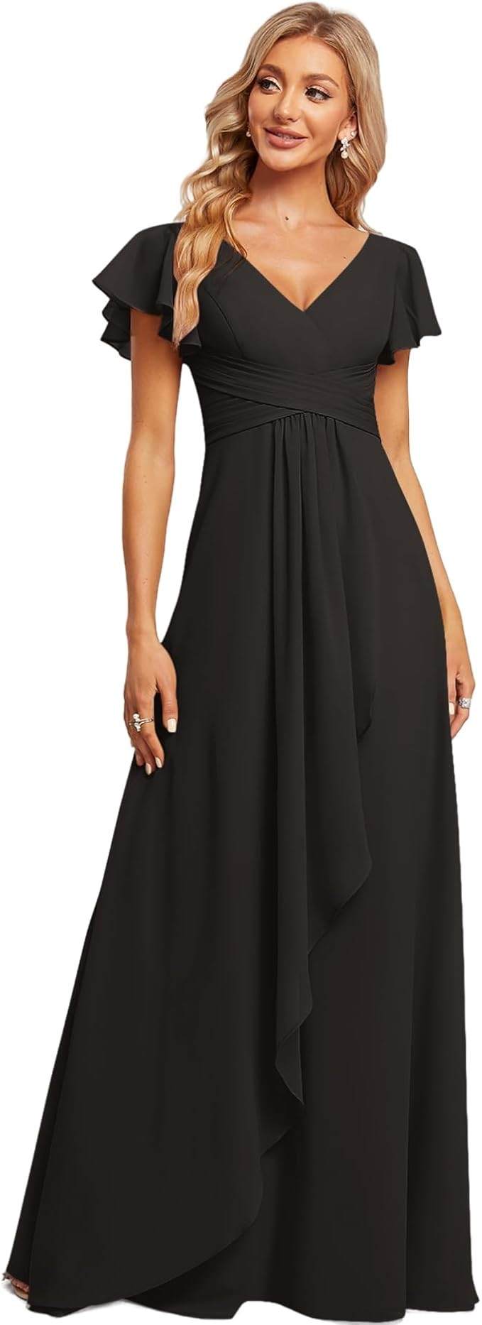 VEYOLOB Bridesmaid Dresses V-Neck Floor-Length Chiffon A-line Wedding Guest Dresses for Women Gar... | Amazon (US)