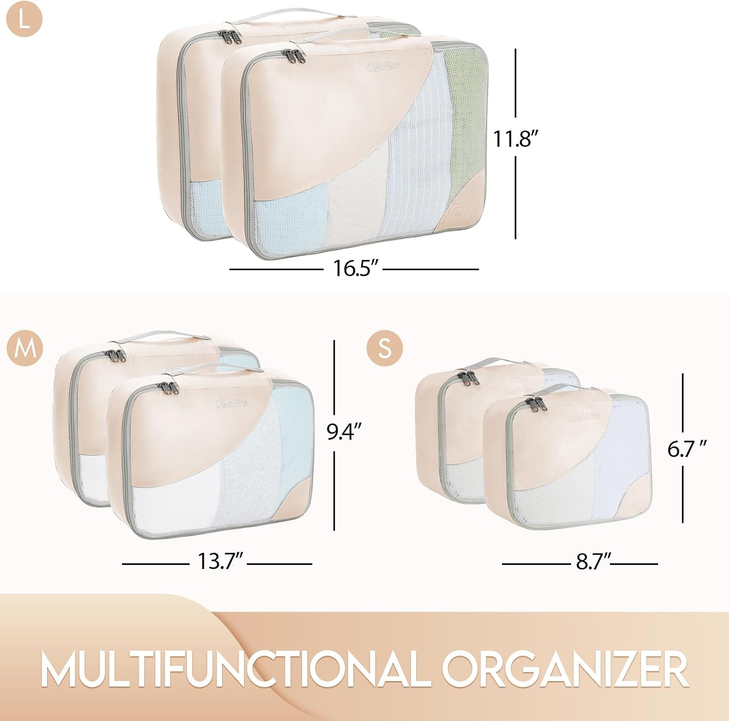 OlarHike 6 Set Packing Cubes for Travel, 3 Various Sizes(Large,Medium,Small), Luggage Organizer B... | Amazon (US)