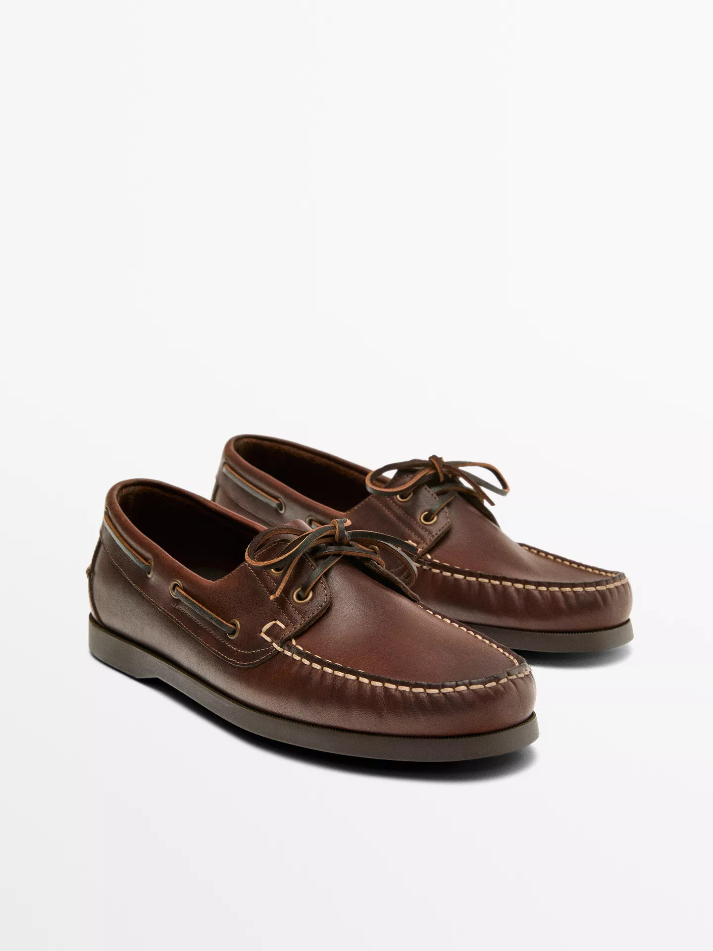 Leather deck shoes | Massimo Dutti US