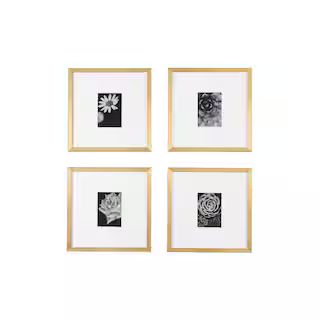 StyleWell Gold Frame with White Matte Gallery Wall Picture Frames (Set of 4) H5-PH-267 - The Home... | The Home Depot