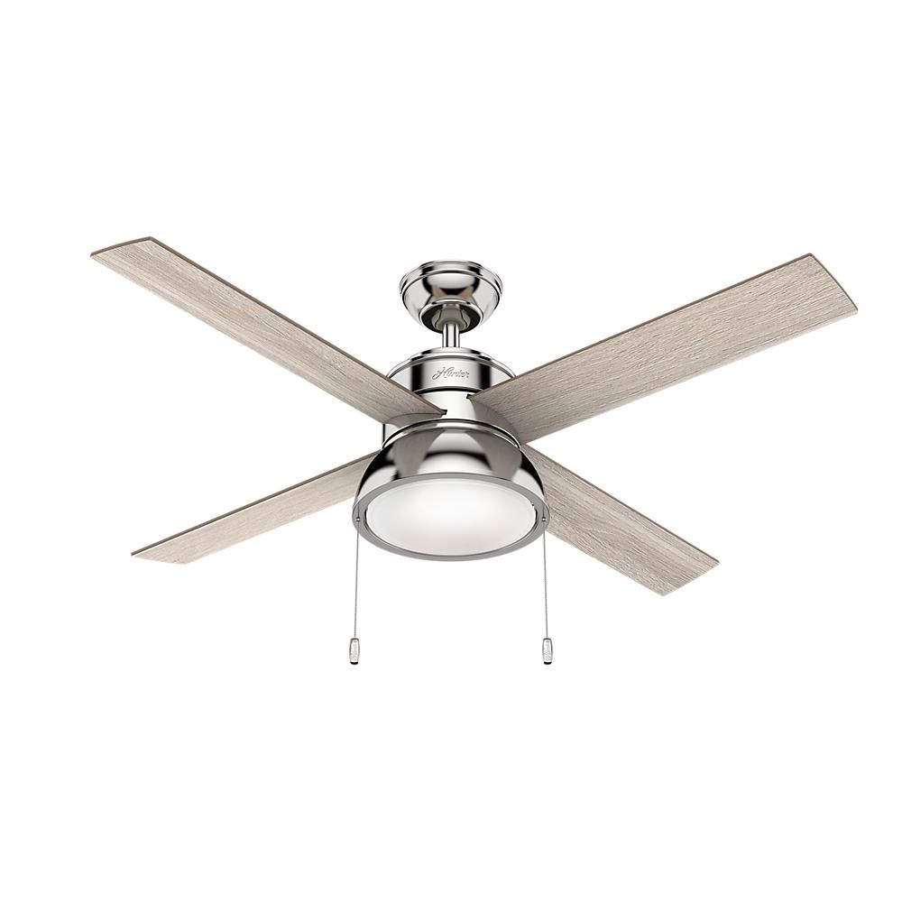 Hunter Loki 52 in. Integrated LED Indoor Polished Nickel Ceiling Fan with Light Kit-54153 - The H... | The Home Depot