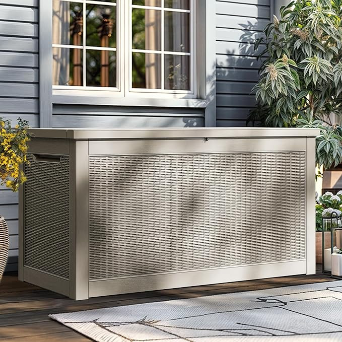 YITAHOME 260 Gallon Outdoor Storage Box, Large Water Resistant Resin Deck Box, Indoor Outdoor Loc... | Amazon (US)