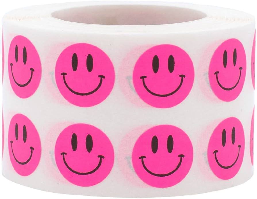 Small Fluorescent Pink Happy Face Stickers 0.5 Inch 12.7 mm Round 1000 Count | Amazon (CA)