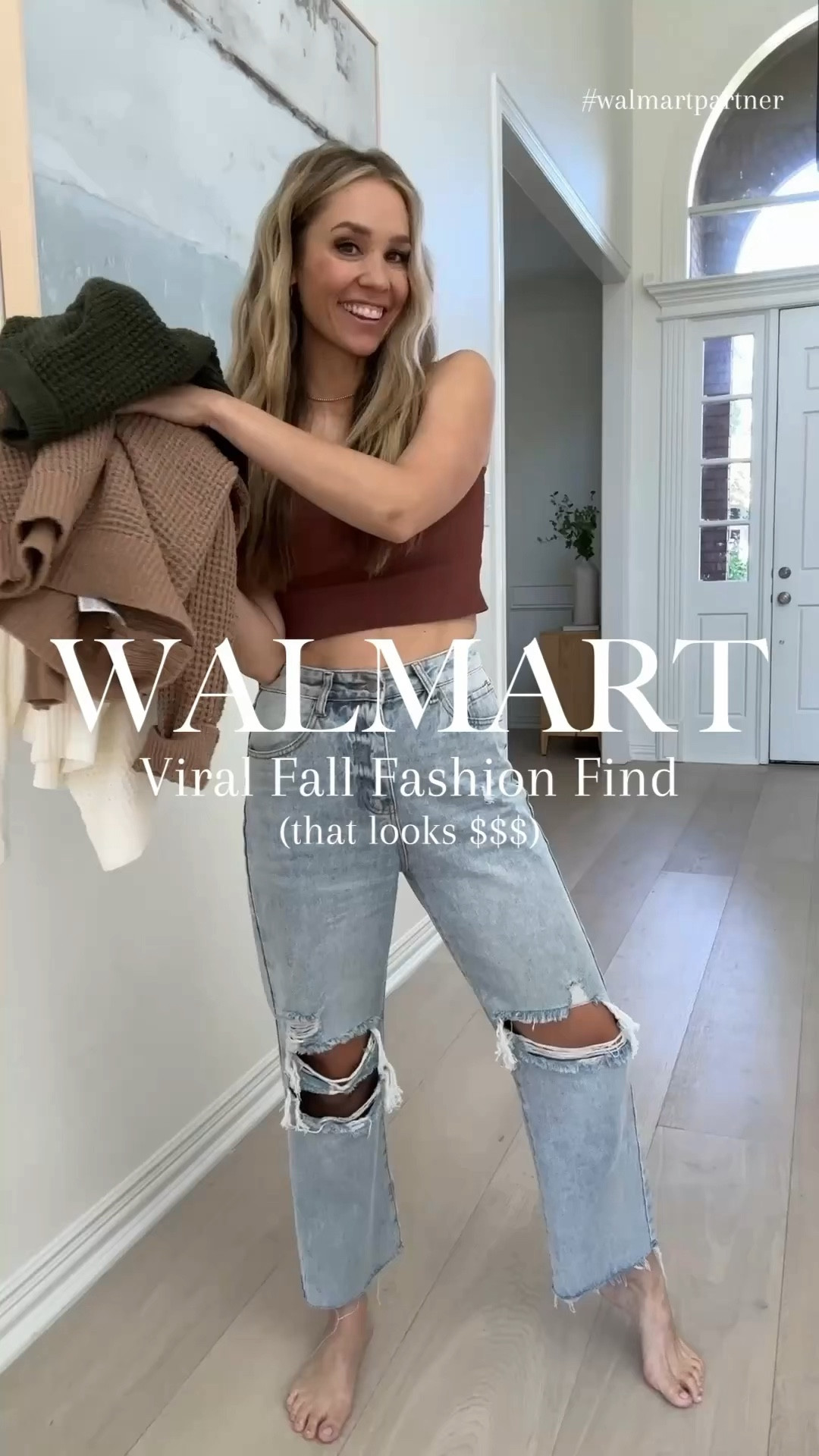 Viral $15 Waffle Knit Sweater from Walmart!!✨
Size: m / went up 1 size 

@walmartfashion #walmartpartner #walmartfashion