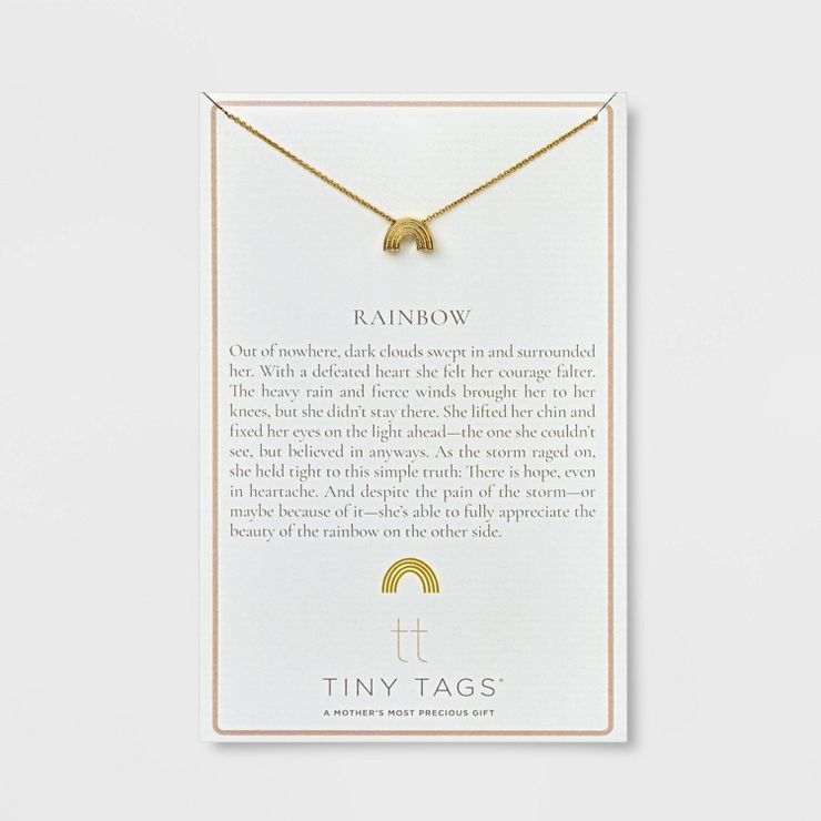 Tiny Tags 14K Gold Plated Rainbow Chain Necklace - Gold | Target
