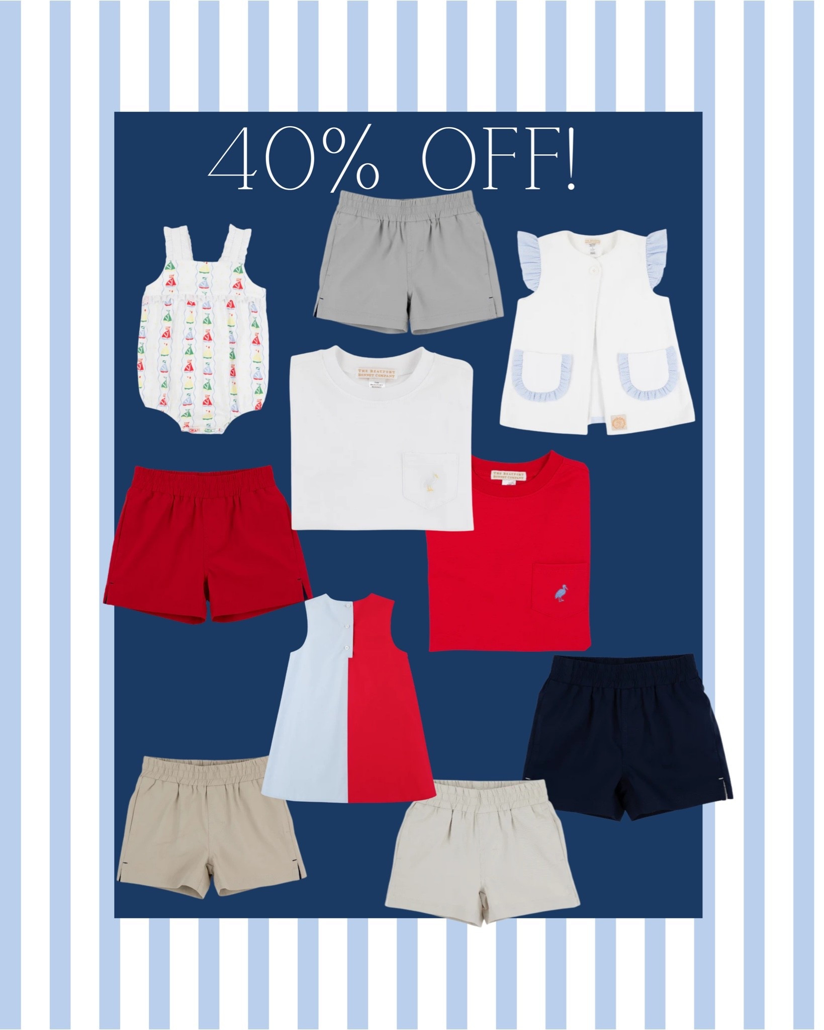 40% off the red, white, and blue collection at @thebeaufortbonnetcompany !! Includes the best above the knee shorts for boys!

#LTKSaleAlert #LTKKids #LTKBaby