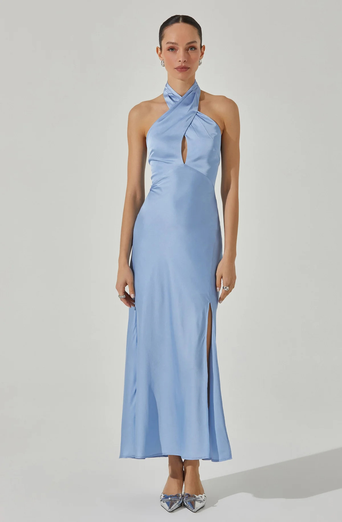 Marissa Satin Halter Neck Midi Dress | ASTR The Label (US)