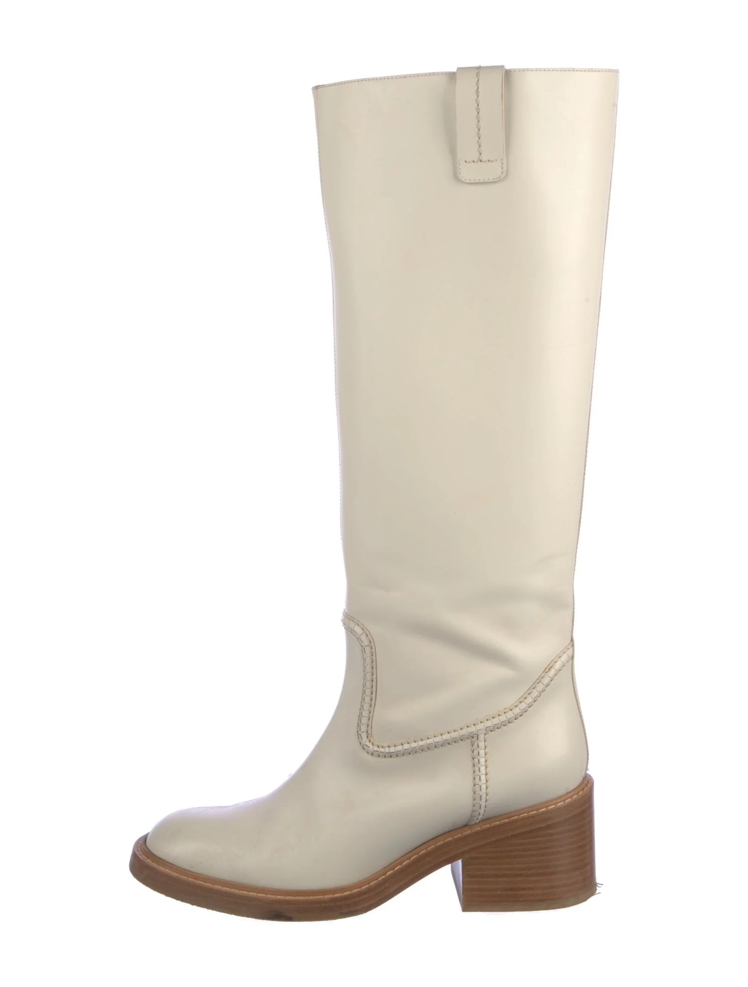 Chloé Leather Riding Boots - White Boots, Shoes - CHL374667 | The RealReal | The RealReal