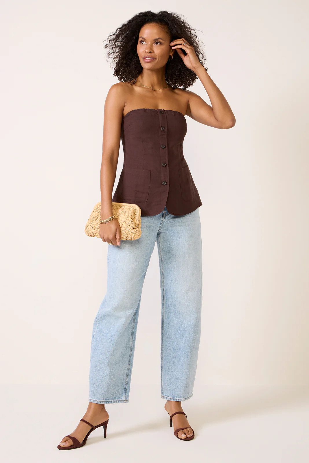 Kai Strapless Button Front Top | Evereve