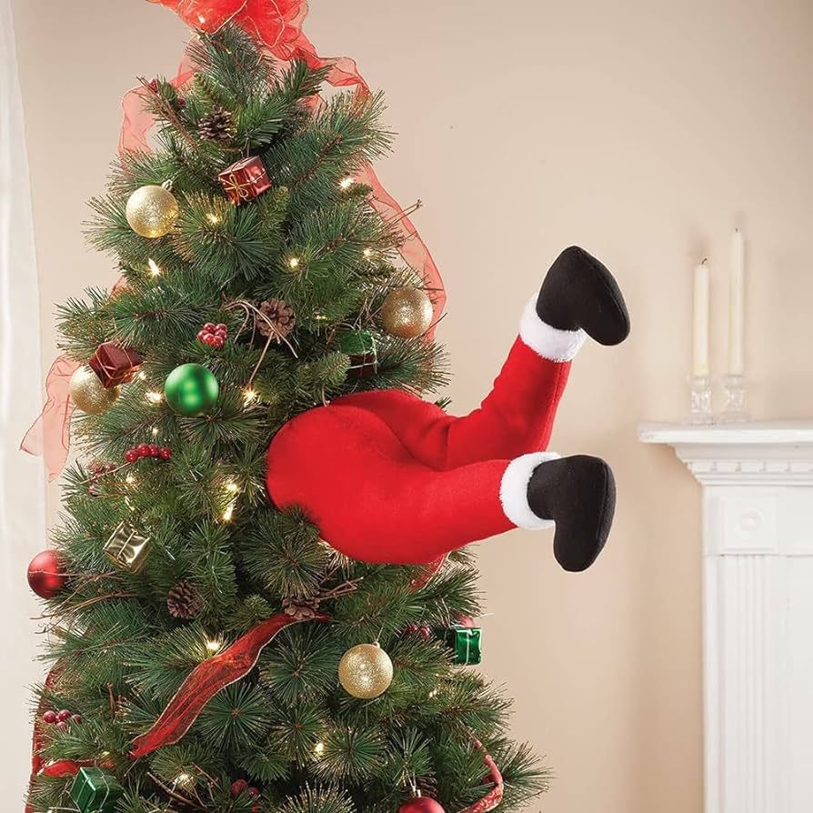 Santa Elf Leg,URMAGIC 15 Inch Christmas Elf Legs with Black Shoes,Plush Santa Legs Stuck in Xmas Tre | Amazon (US)