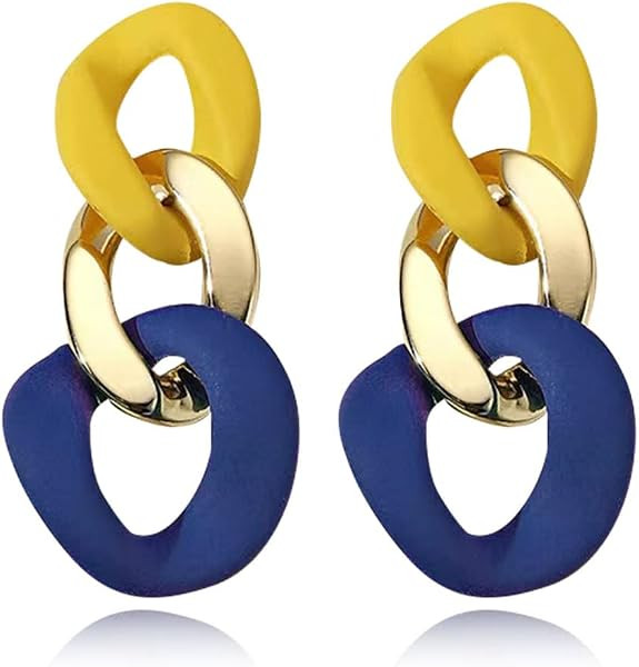 Charm Elegant Hollow Color Chain Acrylic Geometric Temperament Dangle Drop Earrings Bohemian Mini... | Amazon (US)