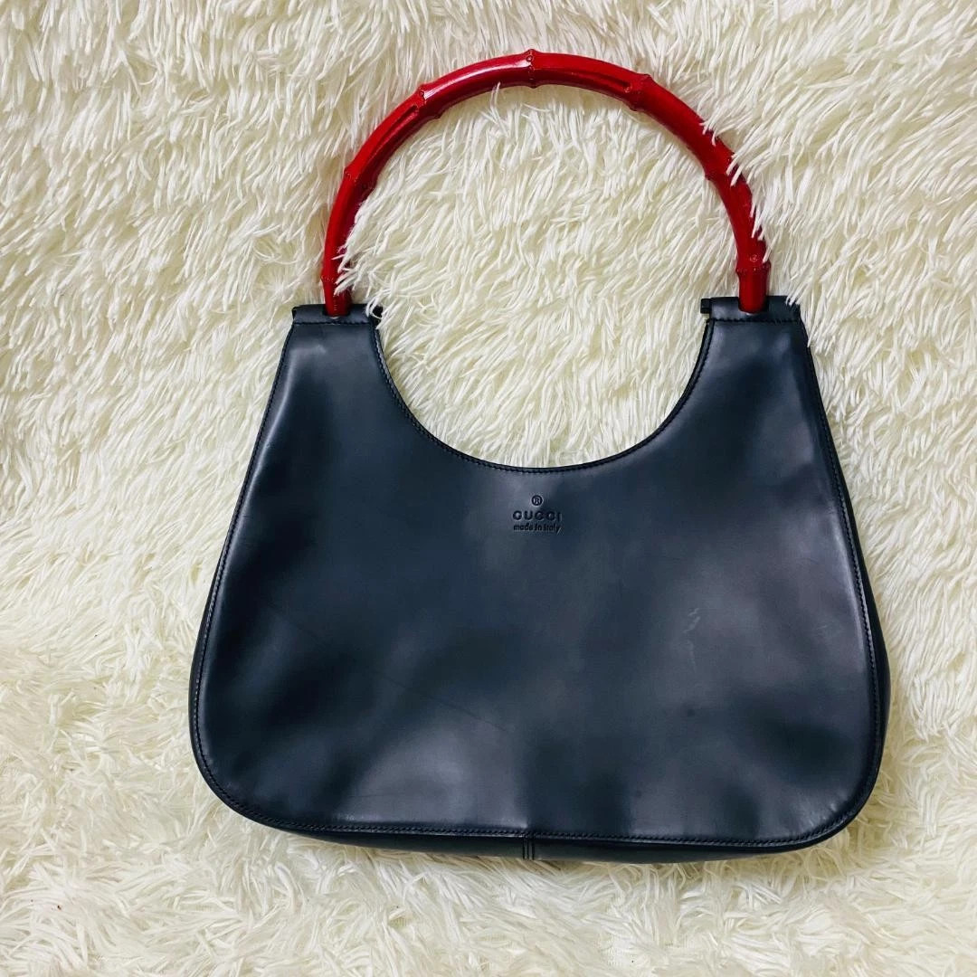 GUCCI Black leather handbag Vintage Authentic From Japan | eBay US