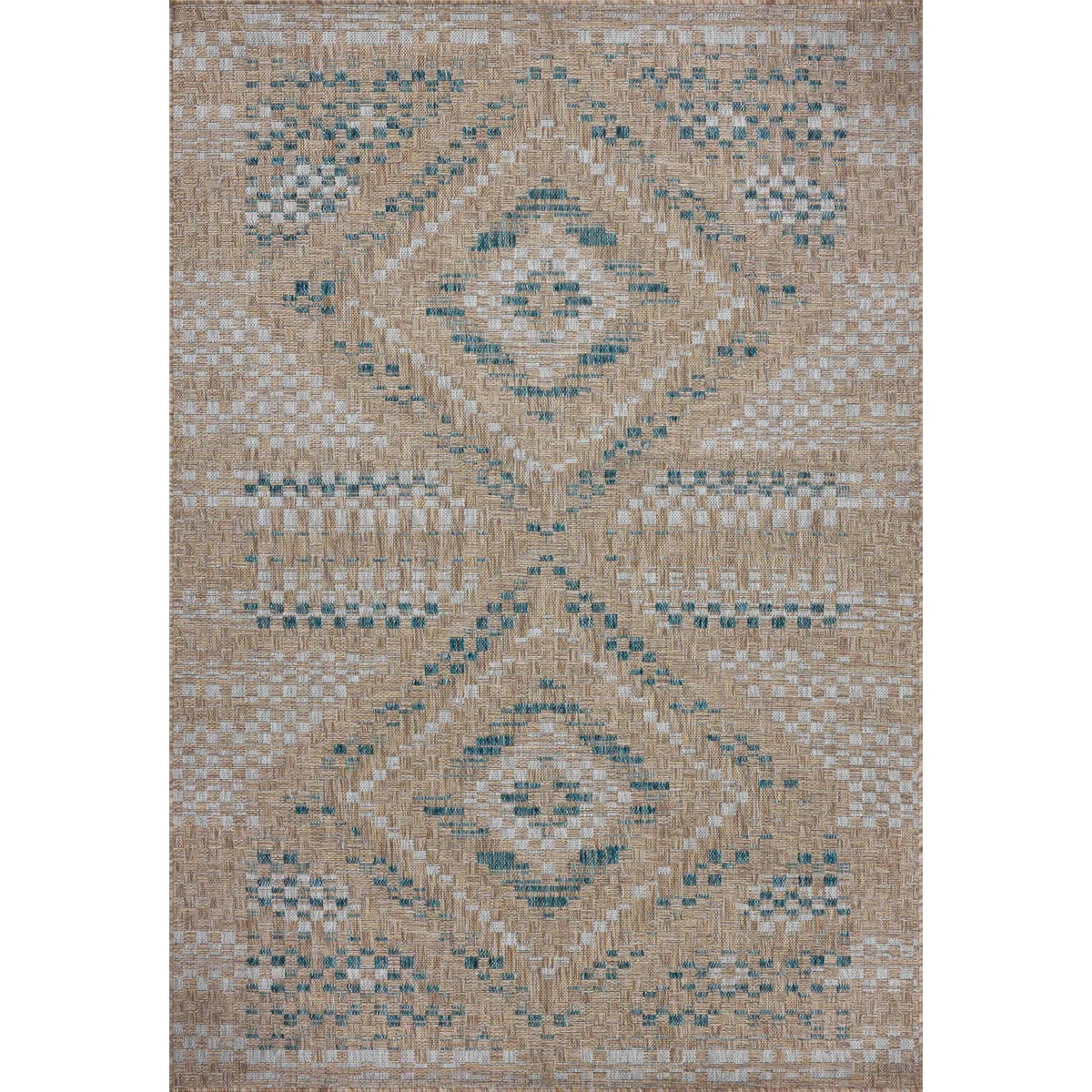 Amber Lewis x Loloi Indoor / Outdoor Topanga Natural / Aqua Area Rug | Wayfair North America