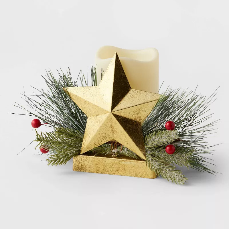 Metal Star Votive Candle Holder with Faux Greenery - Wondershop™ | Target