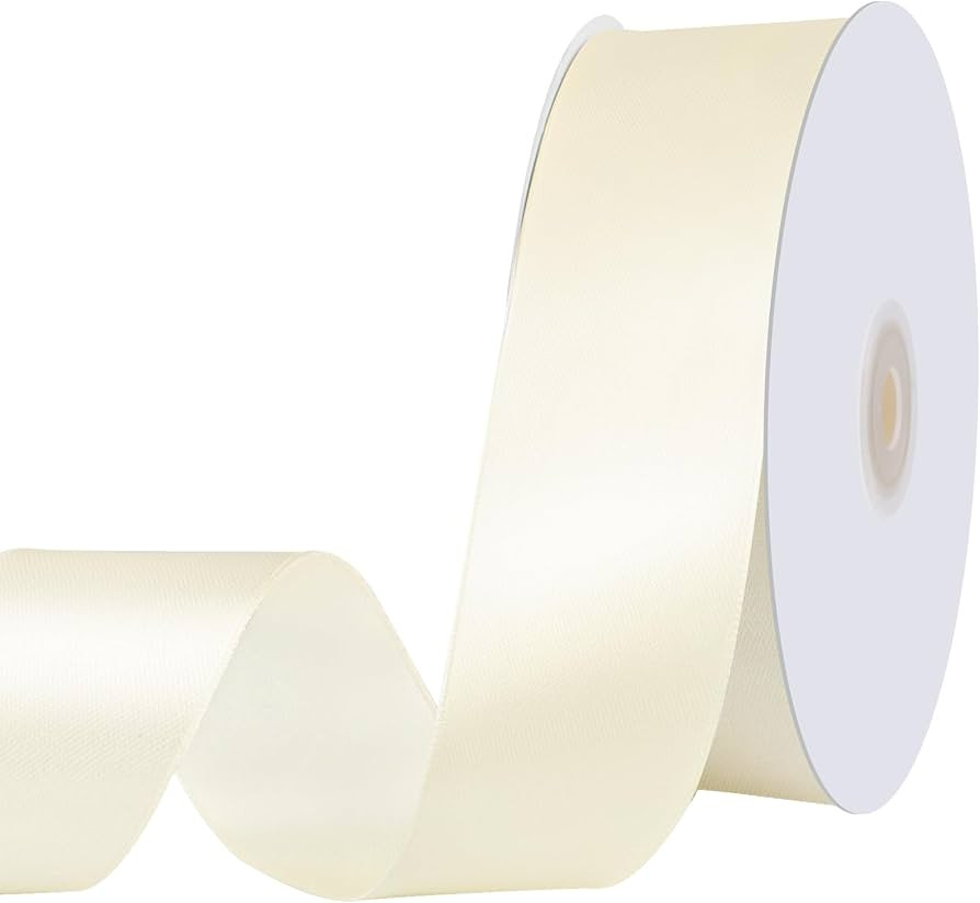 woric Ivory Satin Ribbon 1 1/2 Inch 60 Yards Cream Ribbon | Amazon (US)